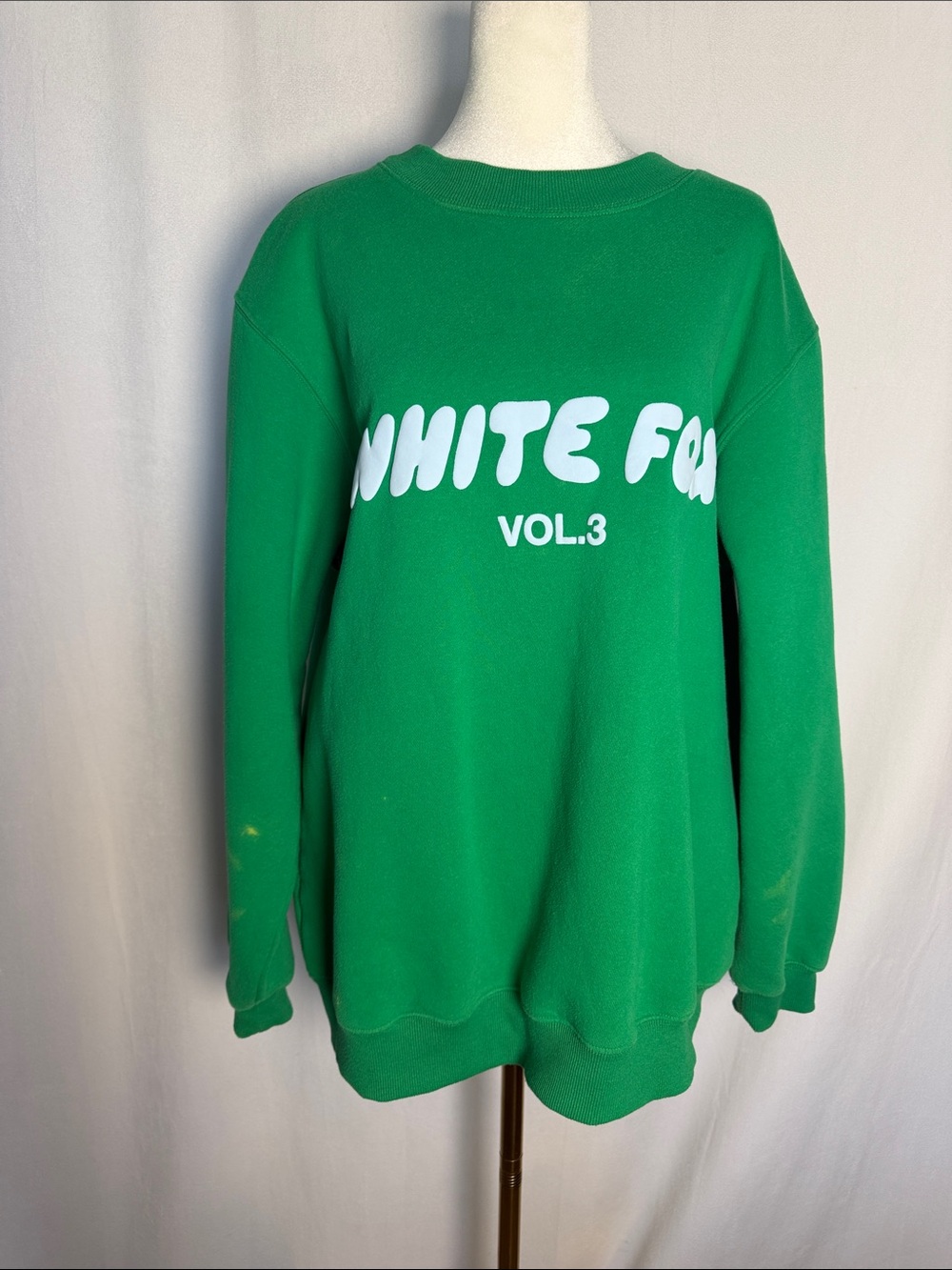 White Fox Women's Green Crewneck Sweatshirt Size S/M Oversized Cozy Pullover